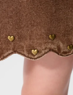 Heart Denim Skort Bruin
