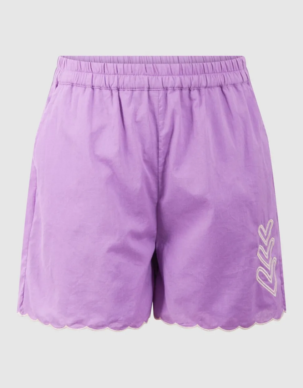 Heart Embroidery Short Paars