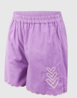 Heart Embroidery Short Paars