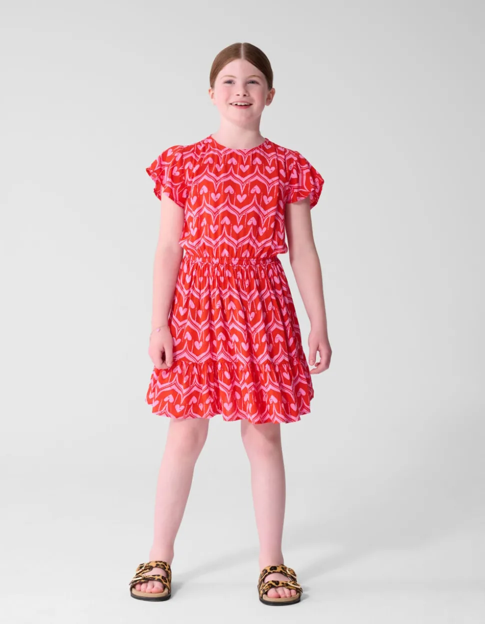 Heart Print Mini Jurk Roze