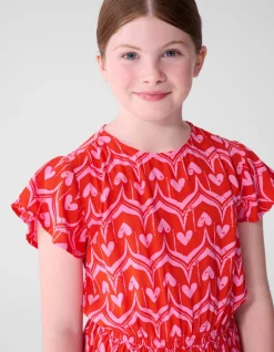 Heart Print Mini Jurk Roze
