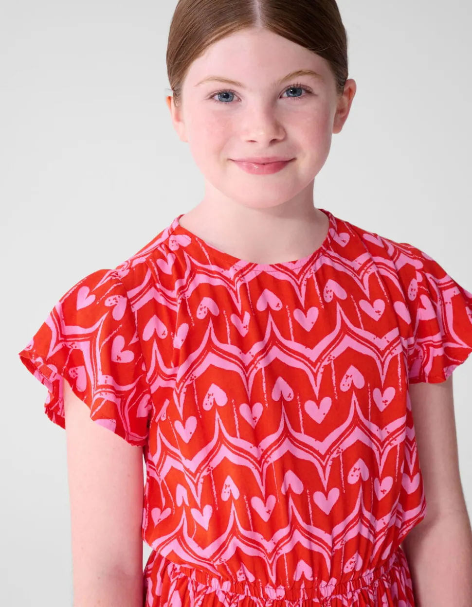 Heart Print Mini Jurk Roze