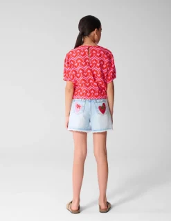 Heart Print Top Roze/Rood