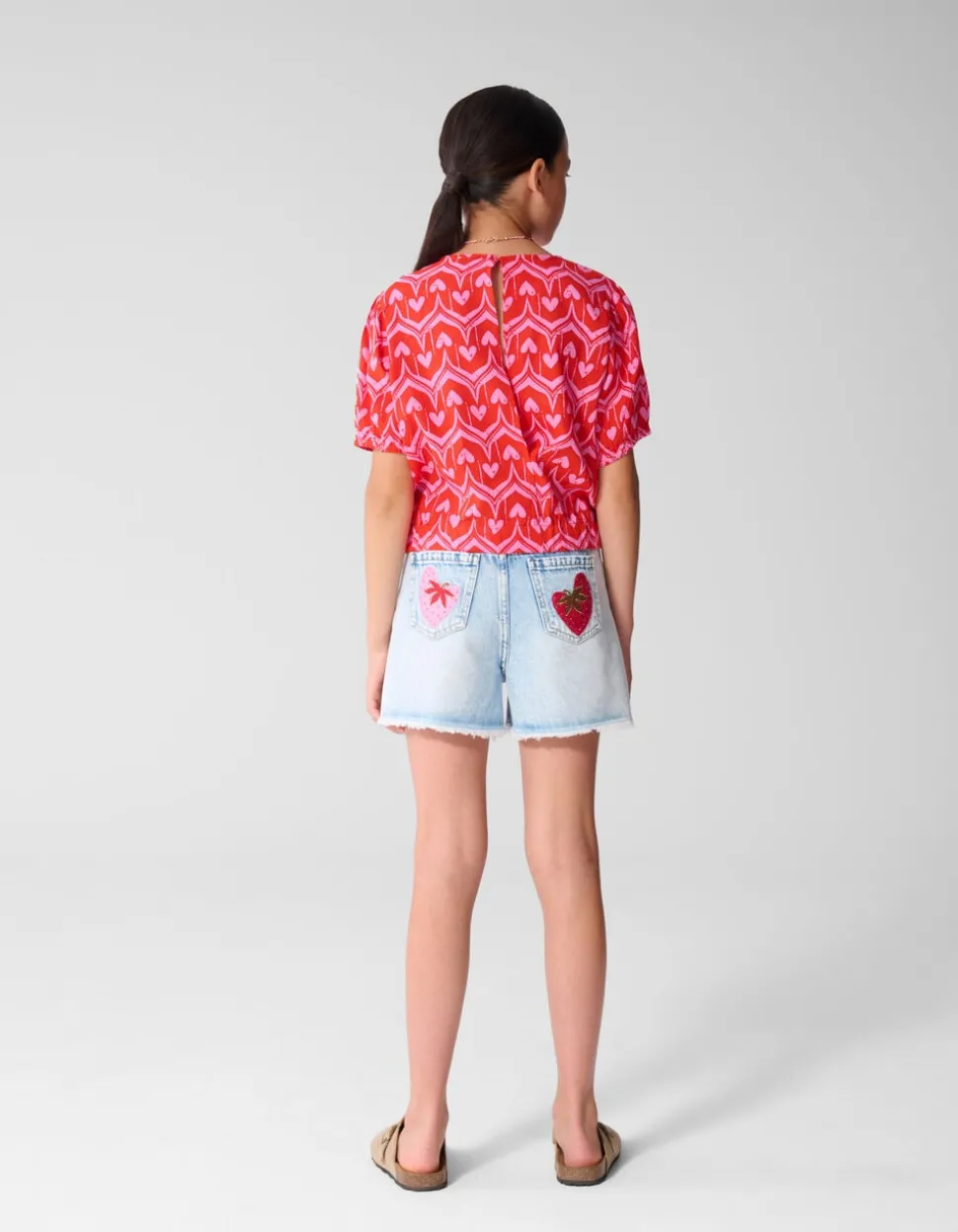 Heart Print Top Roze/Rood