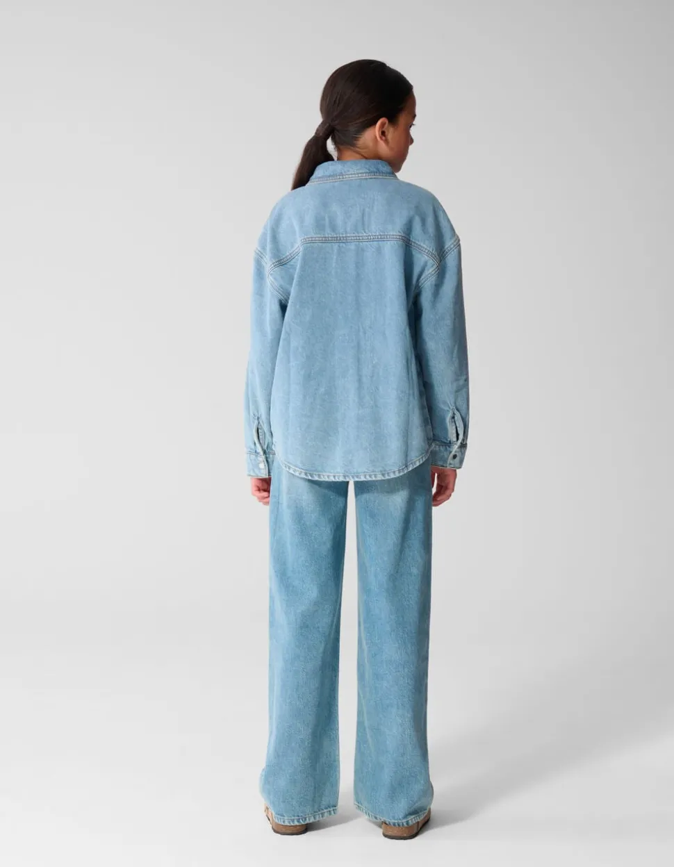 Heart Print Wide Leg Fit Jeans Blauw