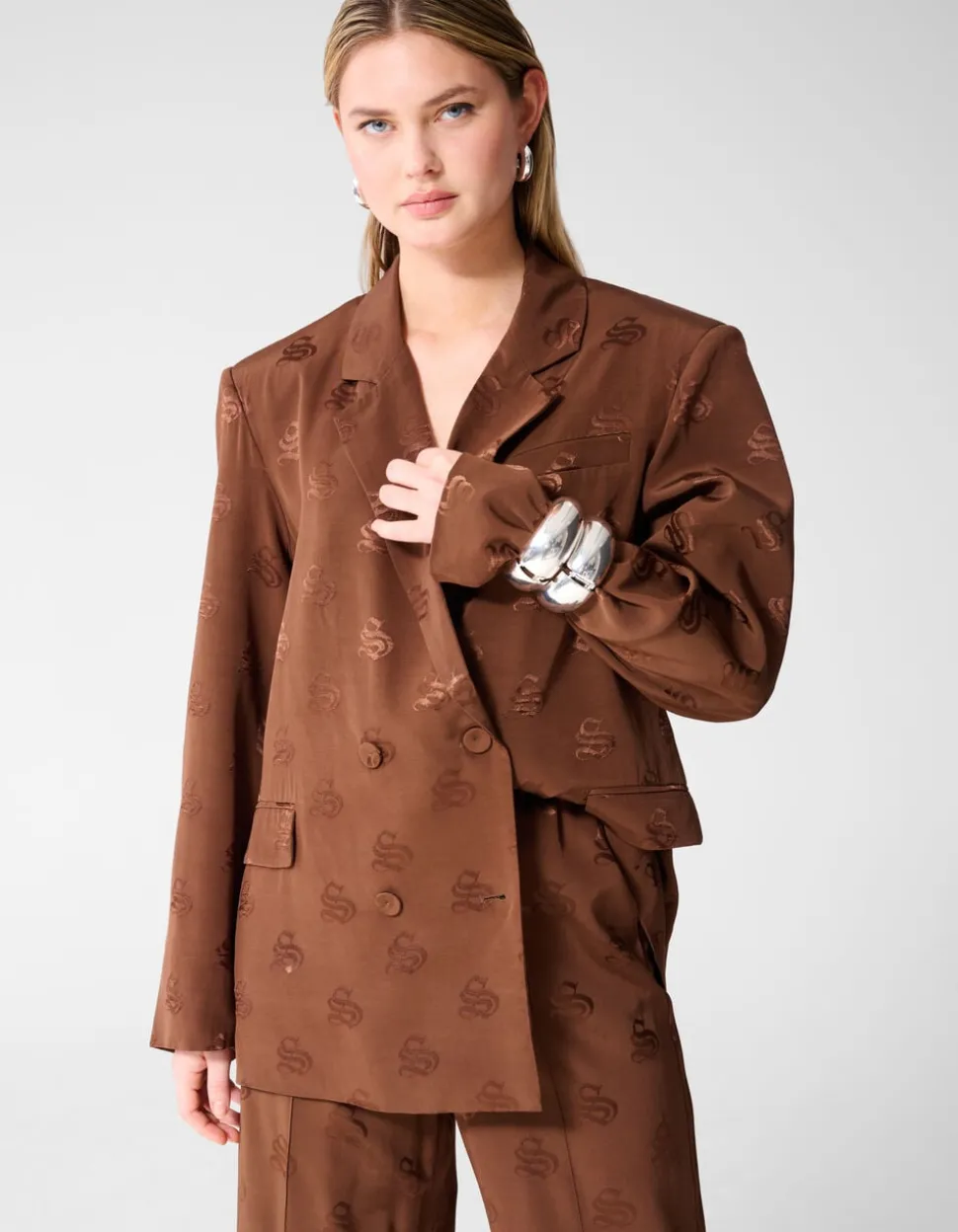 Jacquard Blazer Bruin