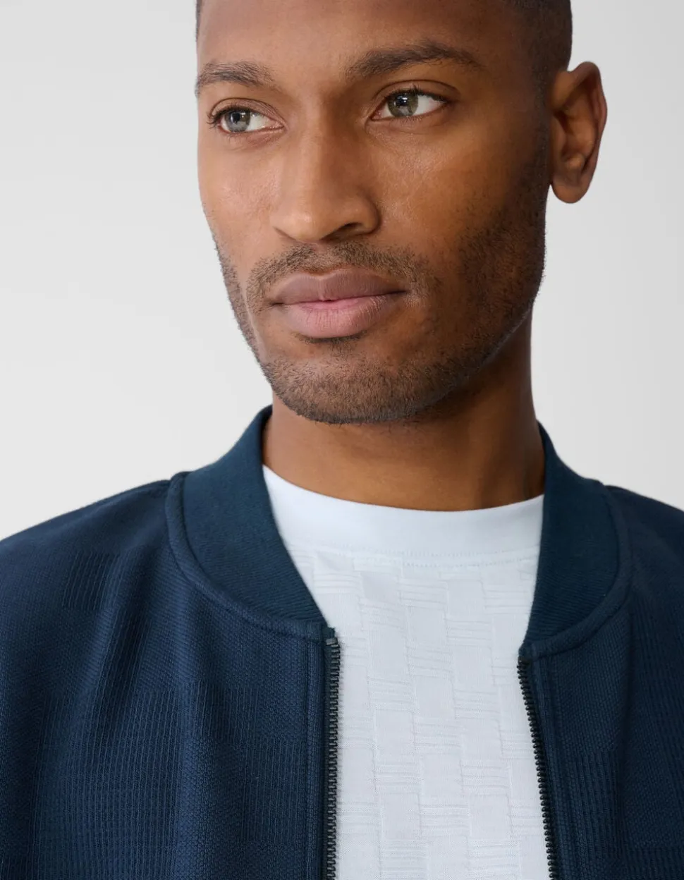 Jacquard Bomber Jack Donkerblauw