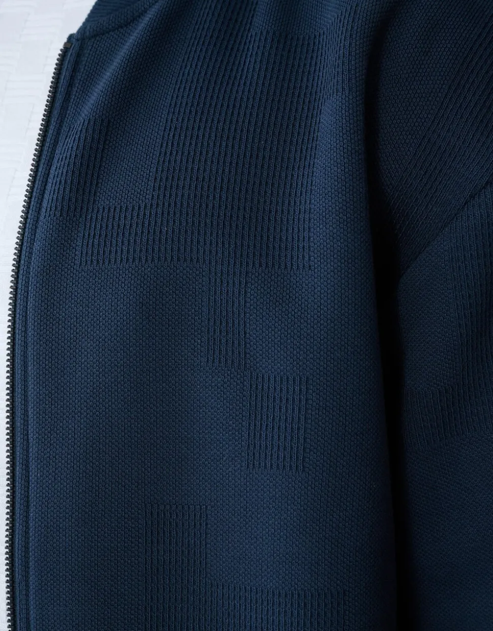 Jacquard Bomber Jack Donkerblauw
