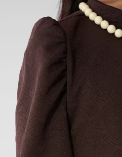 Jacquard Mini Jurk Donkerbruin