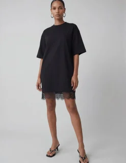 Kanten Mini Jurk Zwart