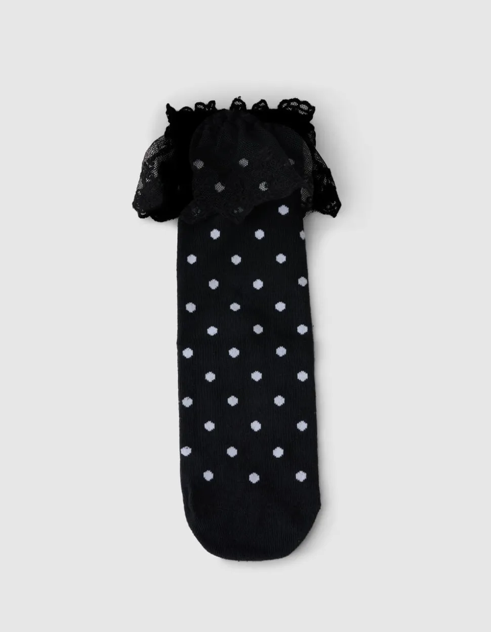 Kanten Polkadot Sokken Zwart