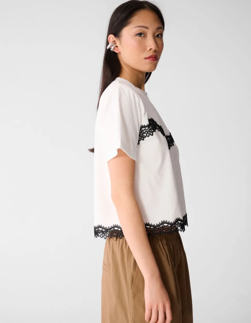 Kanten T-shirt Wit