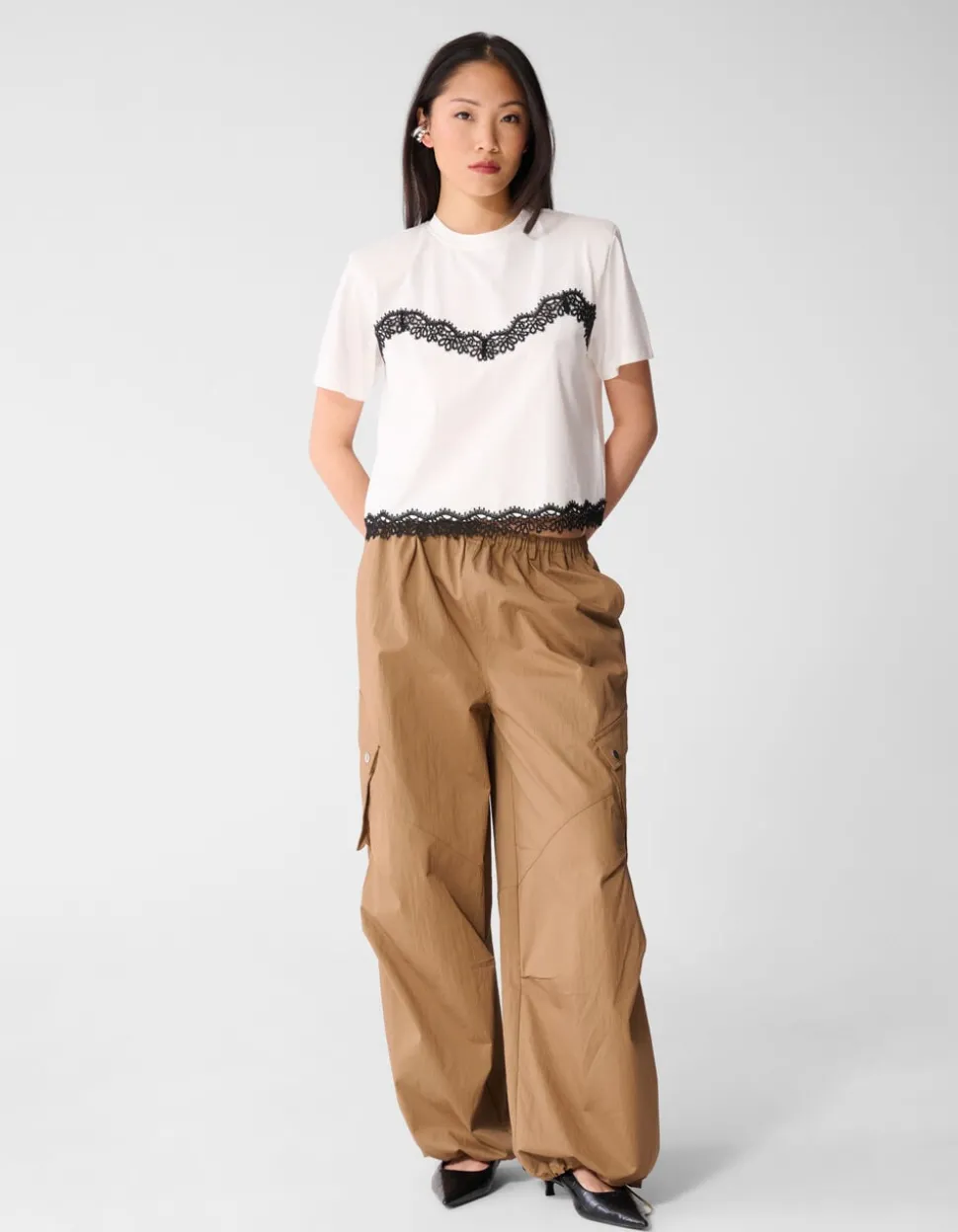 Kanten T-shirt Wit