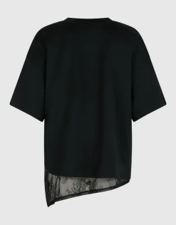 Lace Detail T-shirt Zwart