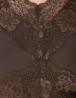 Lace Mix Singlet Donkerbruin