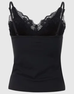 Lace Mix Singlet Zwart