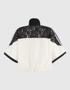 Lace Mix Track Blouse Zwart/Gebroken Wit