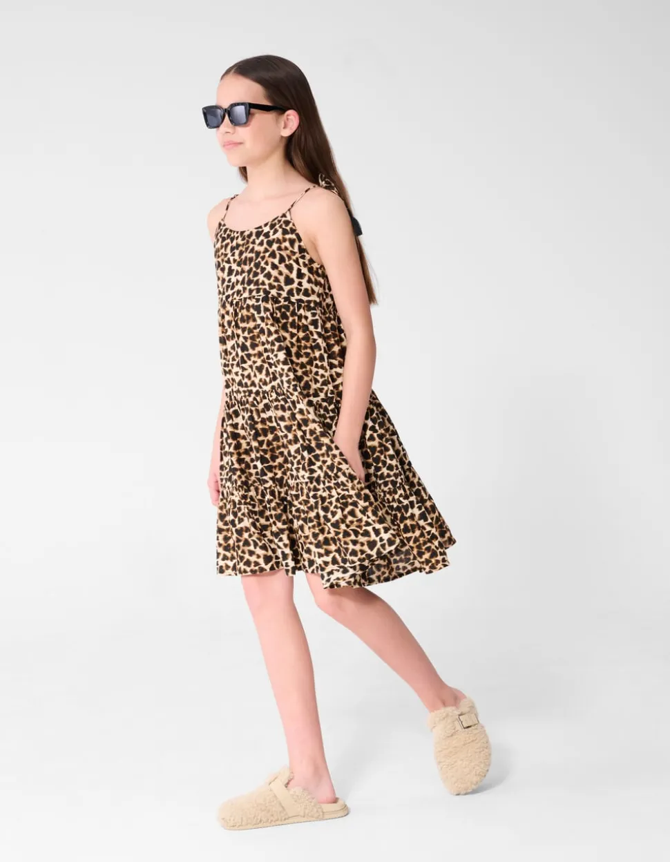 Layer Leopard Print Jurk Bruin