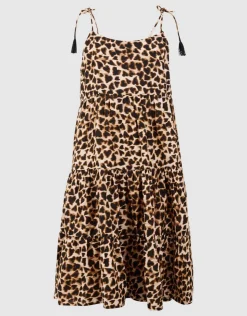 Layer Leopard Print Jurk Bruin