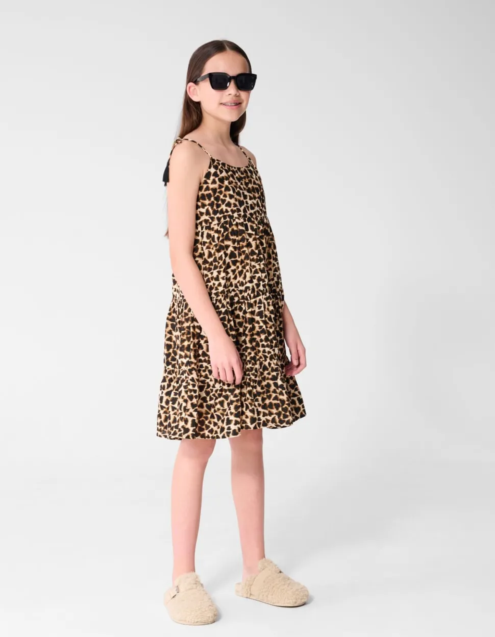 Layer Leopard Print Jurk Bruin