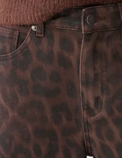 Leopard Print Baggy Fit Jeans Donkerbruin