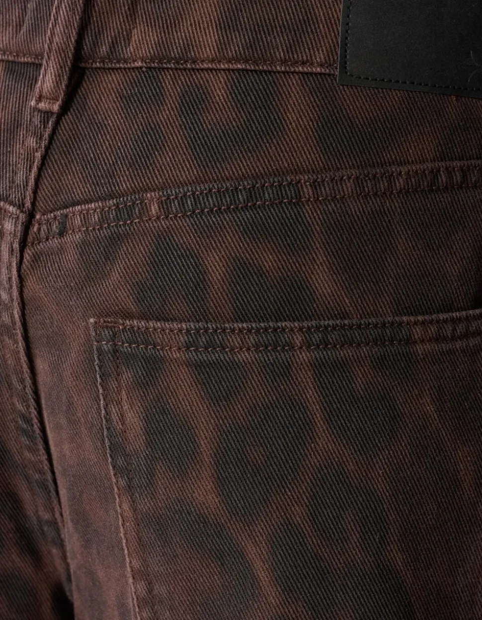 Leopard Print Baggy Fit Jeans Donkerbruin