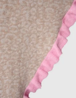 Leopard Ruffle Sjaal Beige/Roze