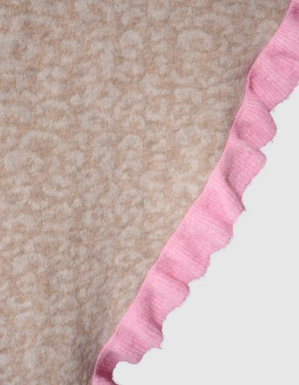 Leopard Ruffle Sjaal Beige/Roze