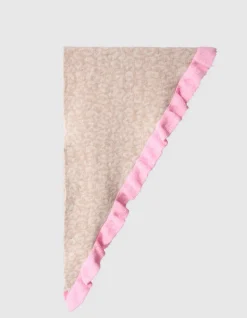 Leopard Ruffle Sjaal Beige/Roze