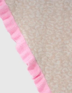 Leopard Ruffle Sjaal Beige/Roze