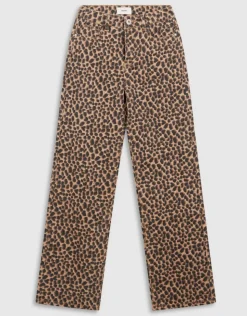 Leopard Straight Fit Broek Bruin