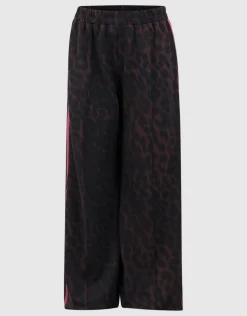 Leopard Stripe Wide Leg Fit Broek Donkerbruin