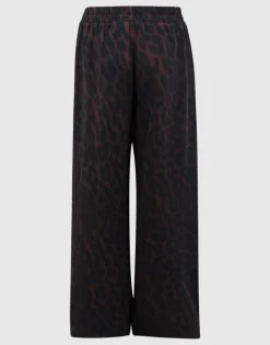 Leopard Stripe Wide Leg Fit Broek Donkerbruin