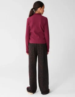 Leopard Stripe Wide Leg Fit Broek Donkerbruin