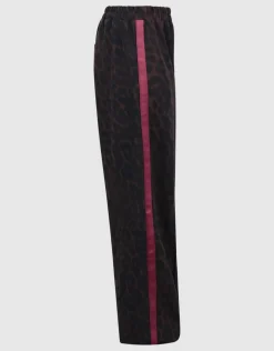 Leopard Stripe Wide Leg Fit Broek Donkerbruin