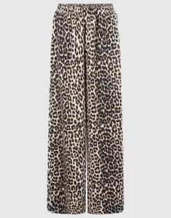 Leopard Twist Wide Leg Fit Broek Bruin