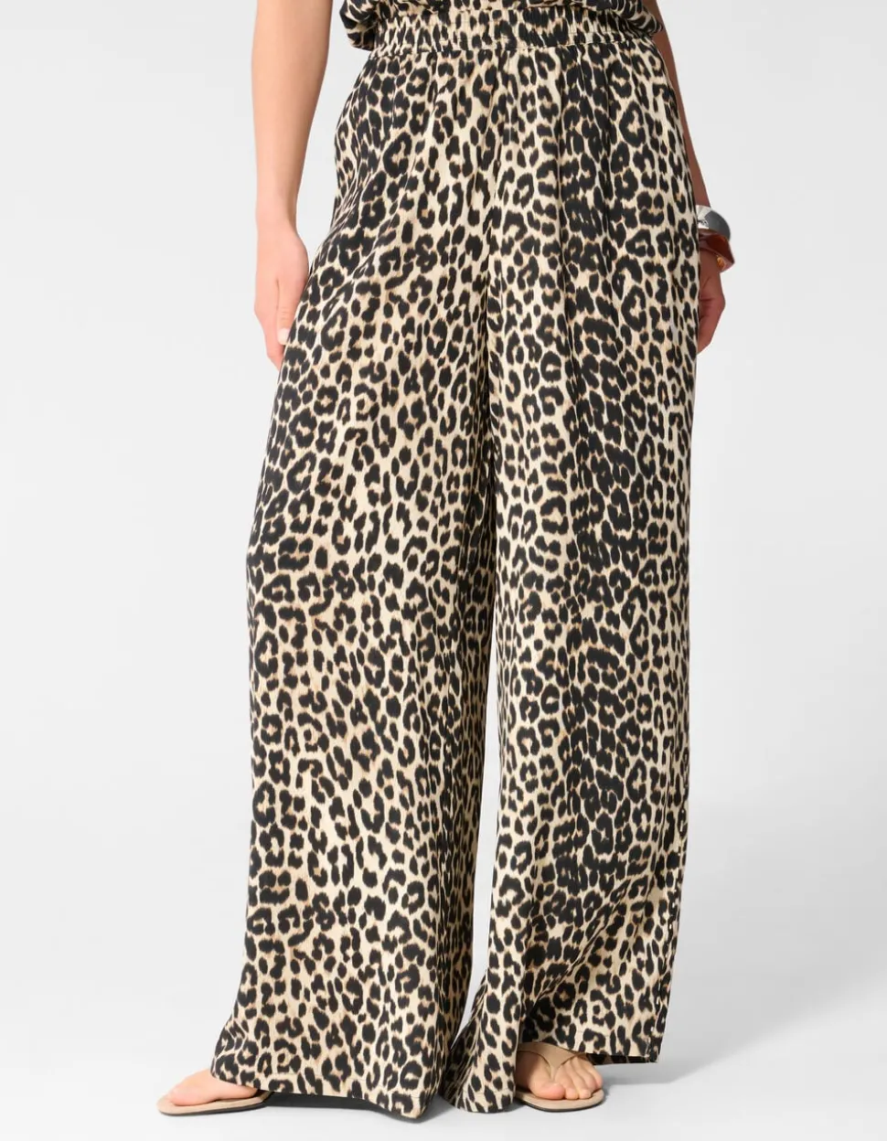 Leopard Twist Wide Leg Fit Broek Bruin