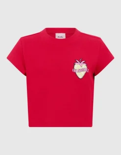 Les Fraises Rib Crop Top Rood