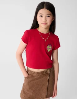 Les Fraises Rib Crop Top Rood