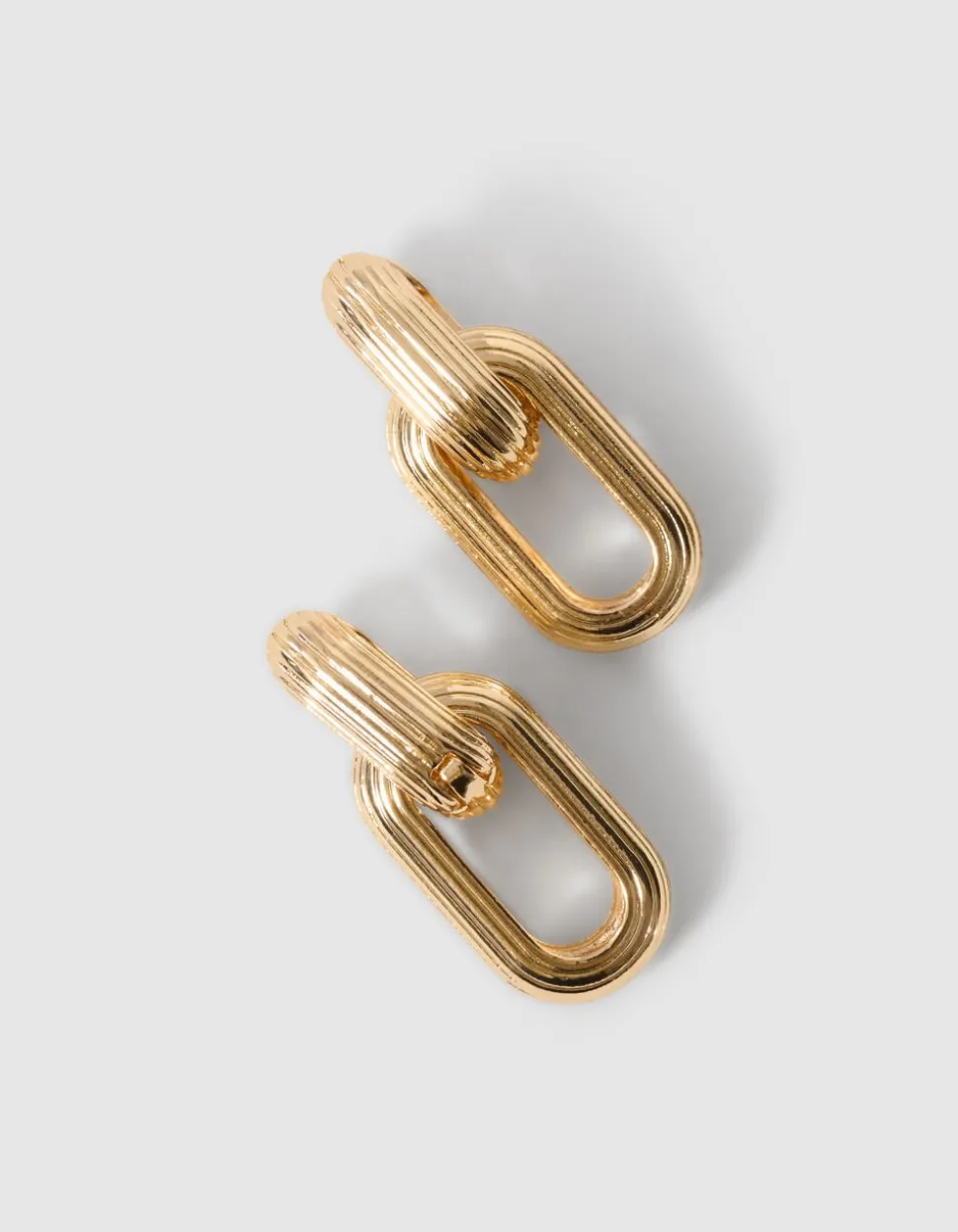 Lined Oval Oorbellen Goud