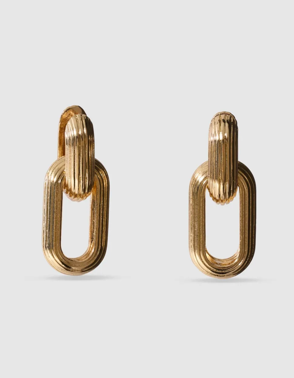 Lined Oval Oorbellen Goud
