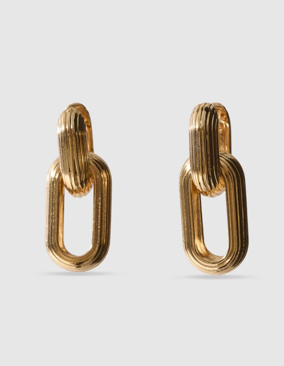 Lined Oval Oorbellen Goud