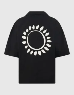 Linnen Artwork Overshirt Zwart