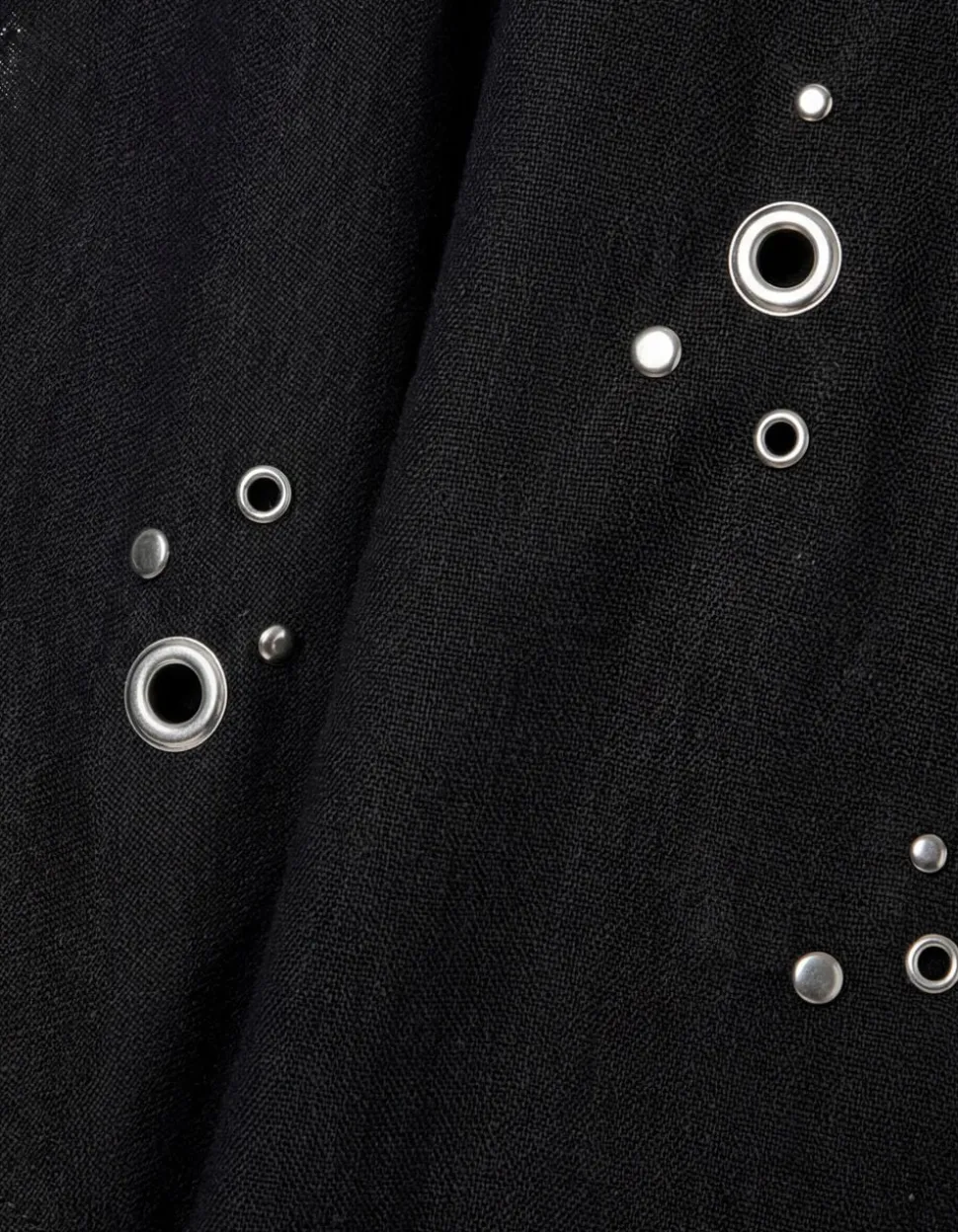 Linnen Eyelet Blouse Zwart