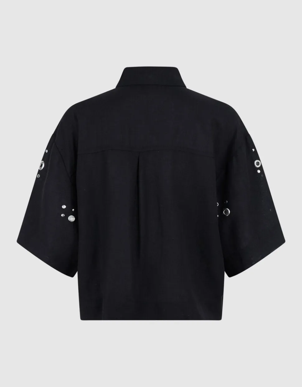 Linnen Eyelet Blouse Zwart