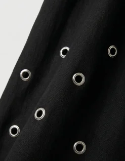Linnen Eyelet Maxi Jurk Zwart