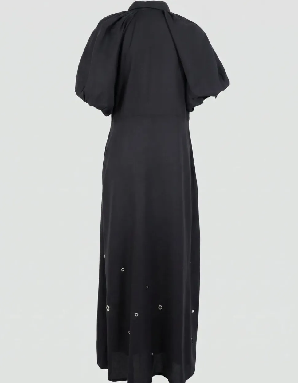 Linnen Eyelet Maxi Jurk Zwart