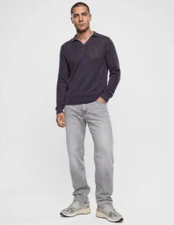 Longsleeve Knit Polo Donkerpaars