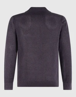 Longsleeve Knit Polo Donkerpaars