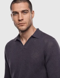 Longsleeve Knit Polo Donkerpaars